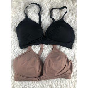 Women's Essentials Women's Padded Bralette Bra Pack of 2 Black & Taupe
